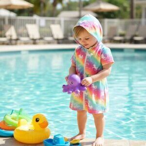 NEW Rainbow Unicorn pool, beach, bath cover up robe size 4.- 15 available!